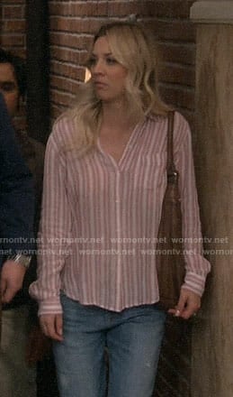 Penny’s pink striped shirt on The Big Bang Theory