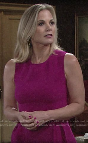 Phyllis’s pink peplum top and black earrings on The Young and the Restless