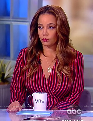 Sunny’s pink striped wrap dress on The View