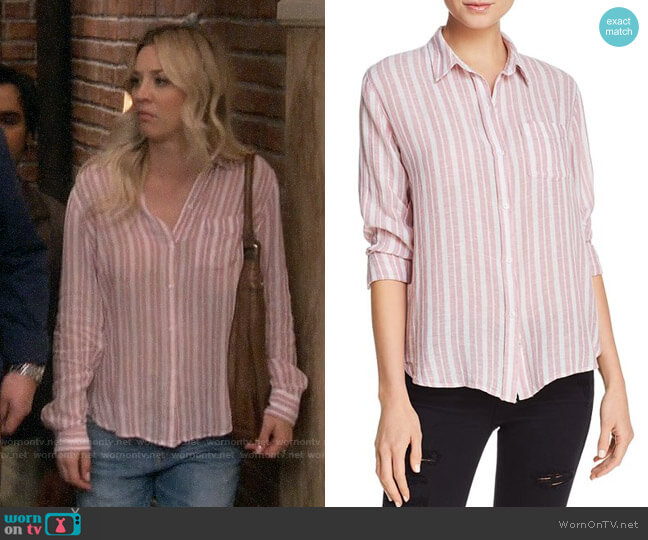 Rails Charlie Top in Bordeaux Stripe worn by Penny Hofstadter (Kaley Cuoco) on The Big Bang Theory