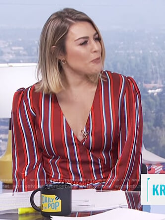 Carissa’s red striped peplum top on E! News Daily Pop