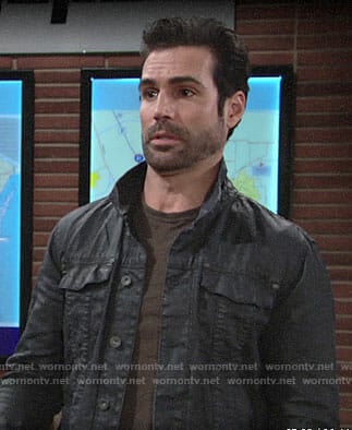Rey’s black trucker jacket on The Young and the Restless