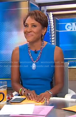 Robin’s blue and black colorblock dress on Good Morning America