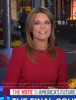 Savannah’s red button detail dress on Today