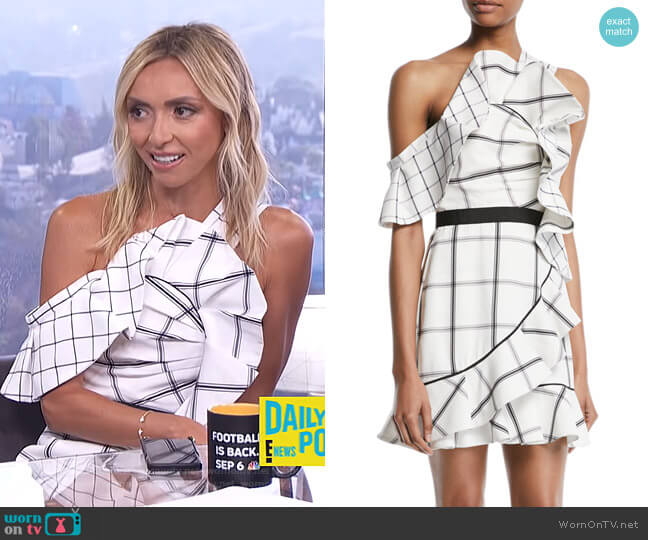 Self Portrait Check Draped Frill Mini Dress worn by Giuliana Rancic on E! News