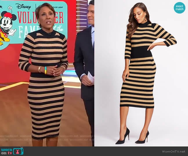New York & Company Stripe Sweater Dress - Gabrielle Union Collection worn by Robin Roberts on Good Morning America