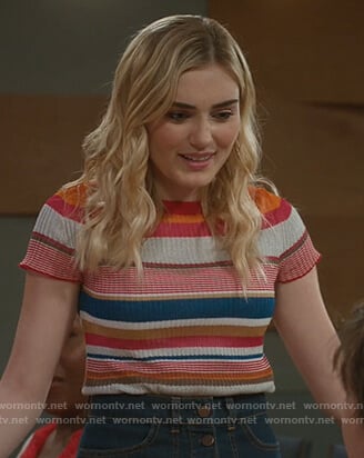 Taylor’s striped ribbed top on American Housewife