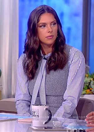 Abby’s striped tie neck blouse and peplum top on The View