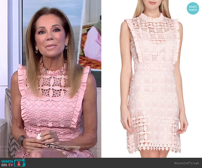 Tahari ASL High Neck Lace Sheath Dress worn by Kathie Lee Gifford on Today