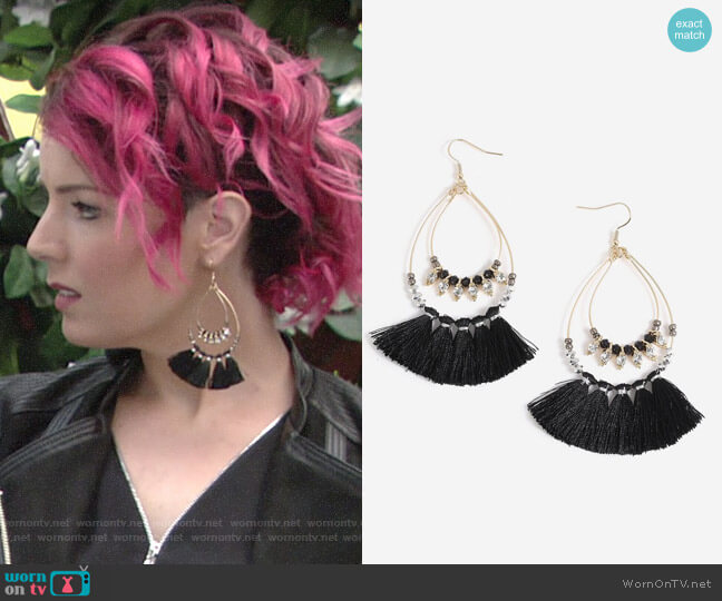 Topshop Facet Bead Tassel Drop Earrings