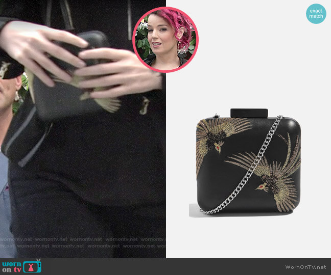 Topshop Real Leather Bird Boxy Clutch
