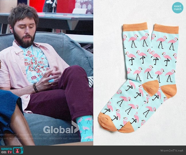 Flamingo Sock from Urban Outfitters worn by Chewey (James Buckley) on I Feel Bad