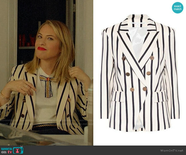 Veronica Beard Empire striped dickey blazer worn by Coco St. Pierre Vanderbilt (Leslie Grossman) on American Horror Story