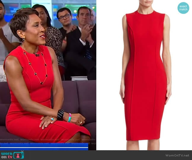 Victoria Beckham Curve Seam Sheath Dress worn by Robin Roberts on Good Morning America