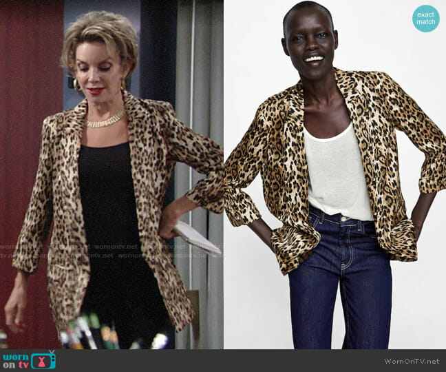 Zara Animal Print Blazer worn by Gloria Abbott Bardwell (Judith Chapman) on The Young and the Restless