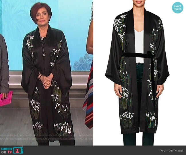 Alice Archer Helena Floral Silk Long Kimono worn by Sharon Osbourne on The Talk