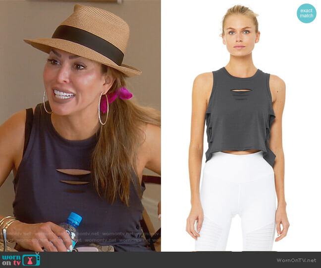 Alo Cut it Out Cropped Tank worn by Kelly Dodd on The Real Housewives of Orange County