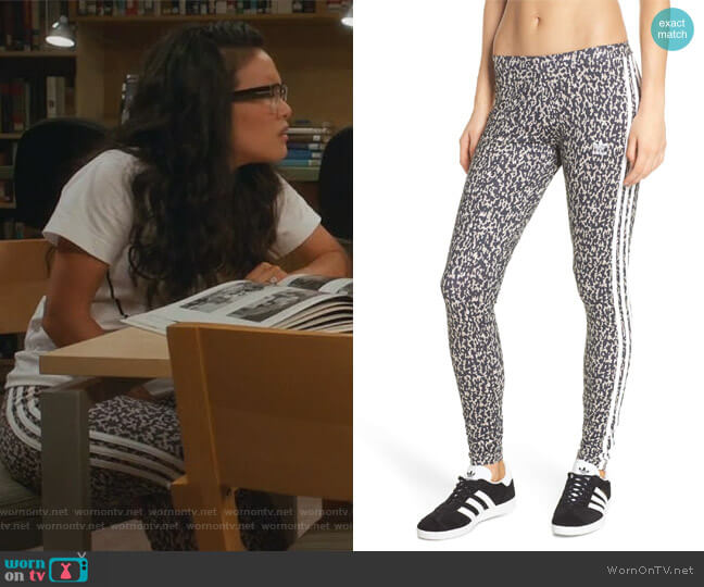 Adidas Leopard Camo Leggings worn by Doris (Ali Wong) on American Housewife