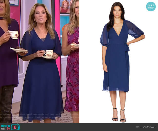 Adrianna Papell Textured Chiffon Wrap Dress worn by Kathie Lee Gifford on Today