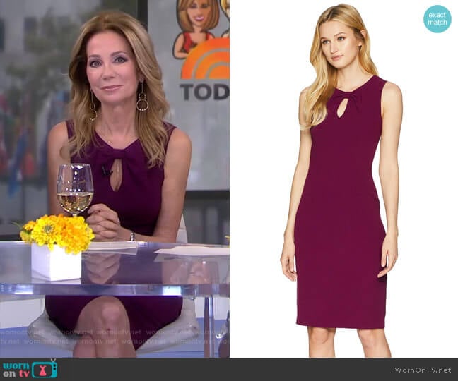 Adrianna Papell Textured Crepe Draped Neckline Sheath Dress worn by Kathie Lee Gifford on Today