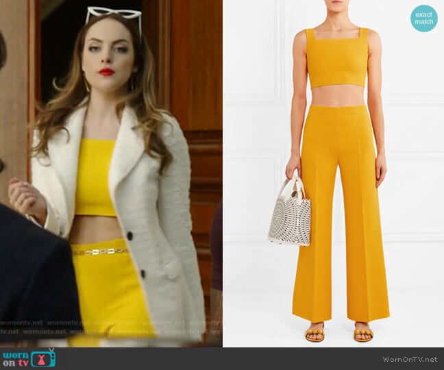 Alaia Cropped knitted top worn by Fallon Carrington (Elizabeth Gillies) on Dynasty