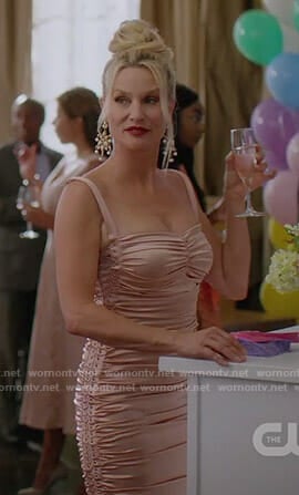 Alexis’s pink ruched dress on Dynasty