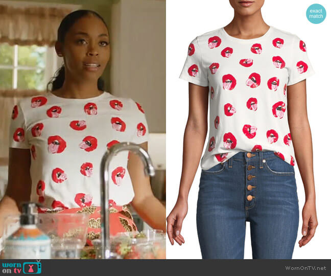 Alice + Olivia X Donald Robertson Rylyn Embellished Crewneck Tee worn by Anissa Pierce (Nafessa Williams) on Black Lightning