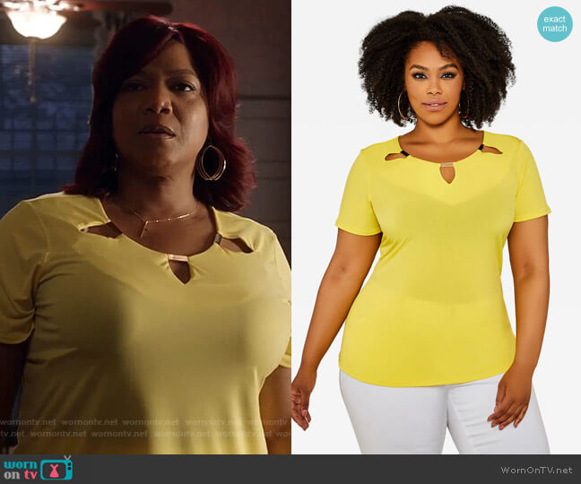 Ashley Stewart Short Sleeve Cutout Neckline Top worn by Carlotta Brown (Queen Latifah) on Star