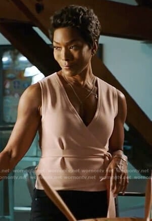 Athena’s pink sleeveless wrap top on 9-1-1