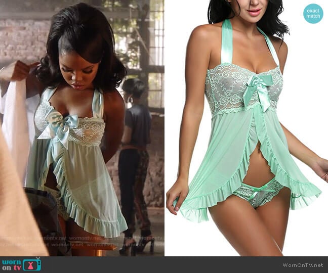 Avidlove Lace Babydoll Strap Chemise Halter Lingerie worn by Alexandra Crane (Ryan Destiny) on Star