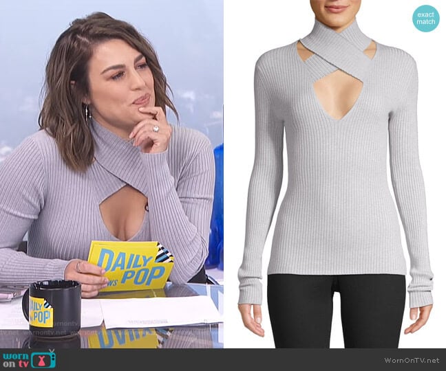 Bailey 44 All In Wrap Cut-Out Sweater worn by Carissa Loethen Culiner on E! News
