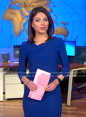 Bianna’s blue folded neck dress on CBS This Morning
