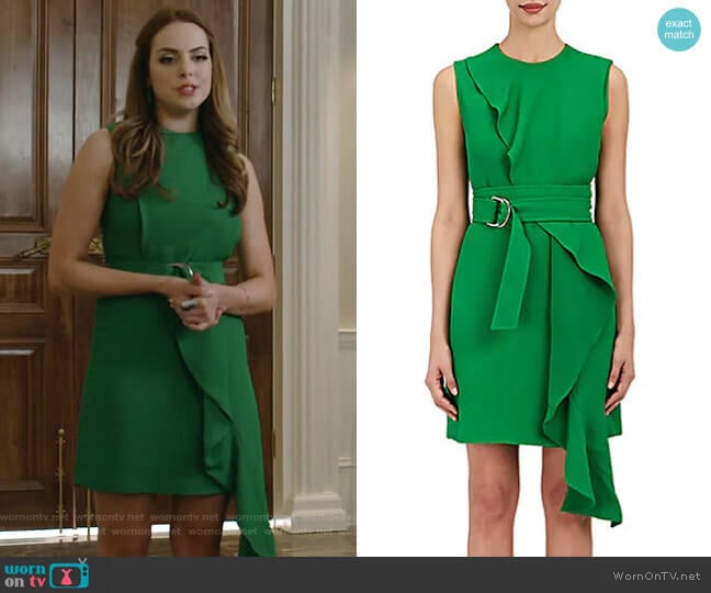 Calvin Klein 205W39NYC Crepe Belted Dress worn by Fallon Carrington (Elizabeth Gillies) on Dynasty