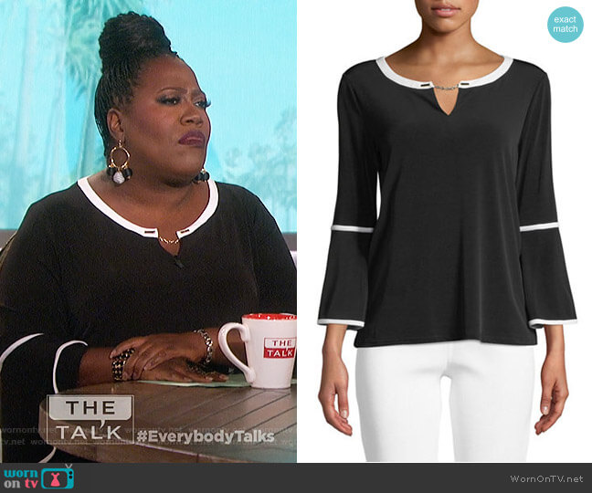 Calvin Klein Bell-Sleeve Keyhole Top worn by Sheryl Underwood on The Talk