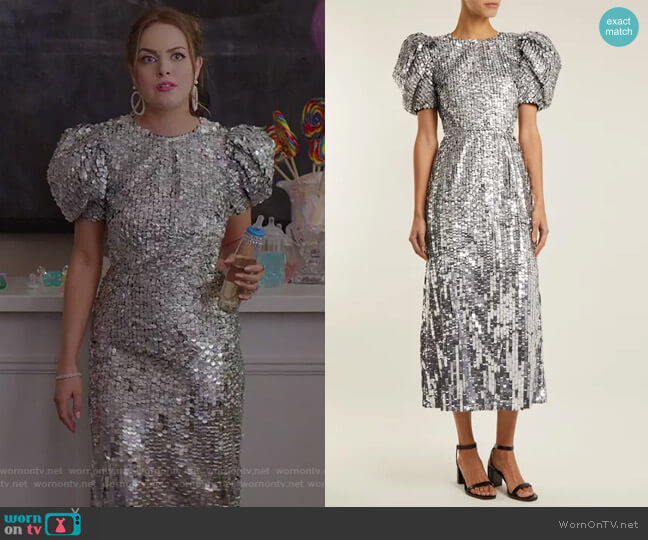 Carolina Herrera Open-Back Sequined Tulle Gown worn by Fallon Carrington (Elizabeth Gillies) on Dynasty