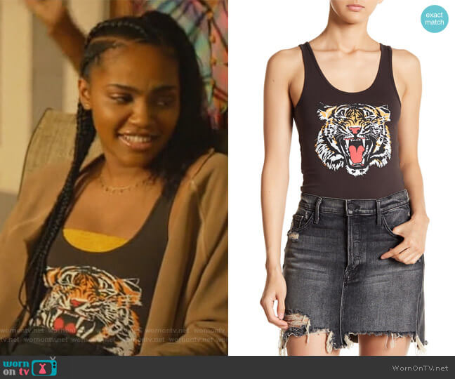 Chaser Tiger Print Bodysuit worn by Jennifer Pierce (China Anne McClain) on Black Lightning