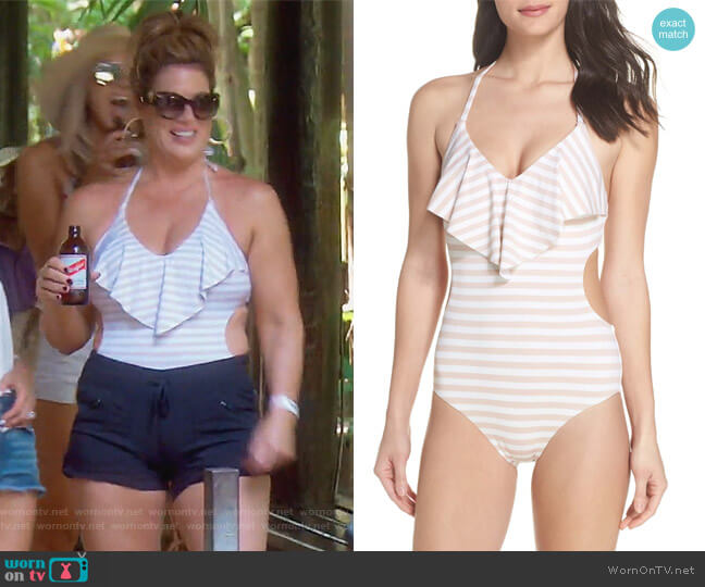 Chelsea28 Ruffle One-Piece Swimsuit worn by Emily Simpson on The Real Housewives of Orange County