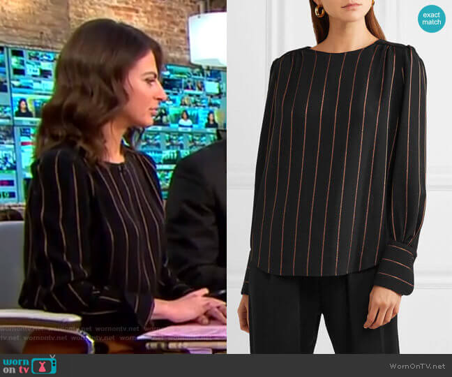 Chloe Metallic Striped Crepe Blouse worn by Bianna Golodryga on CBS Mornings