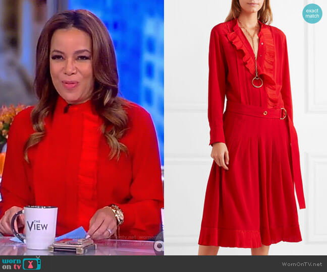 Chloe Ruffled silk crepe de chine midi dress worn by Sunny Hostin on The View