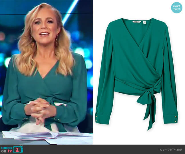 Country Road Wrap Top worn by Carrie Bickmore on The Project