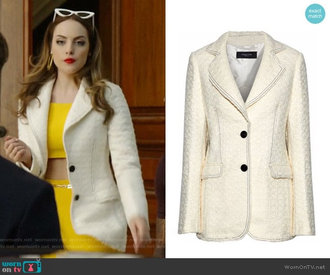 Derek Lam Bouclé-Tweed Blazer worn by Fallon Carrington (Elizabeth Gillies) on Dynasty