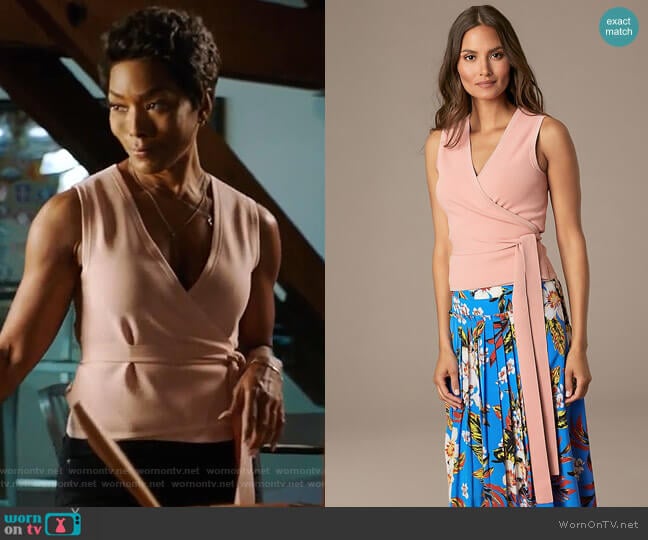 Diane von Furstenberg Sleeveless Wrap Cardigan worn by Athena Grant (Angela Bassett) on 9-1-1