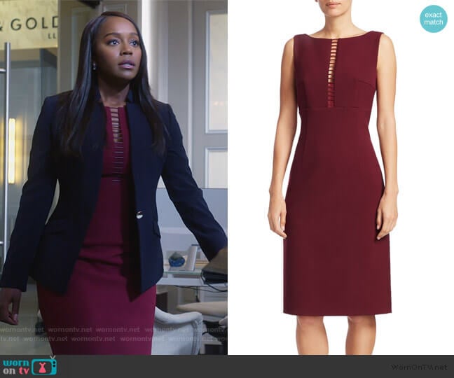 Elie Tahari Doreen Ladder Front Sheath Dress worn by Michaela Pratt (Aja Naomi King) on How to Get Away with Murder