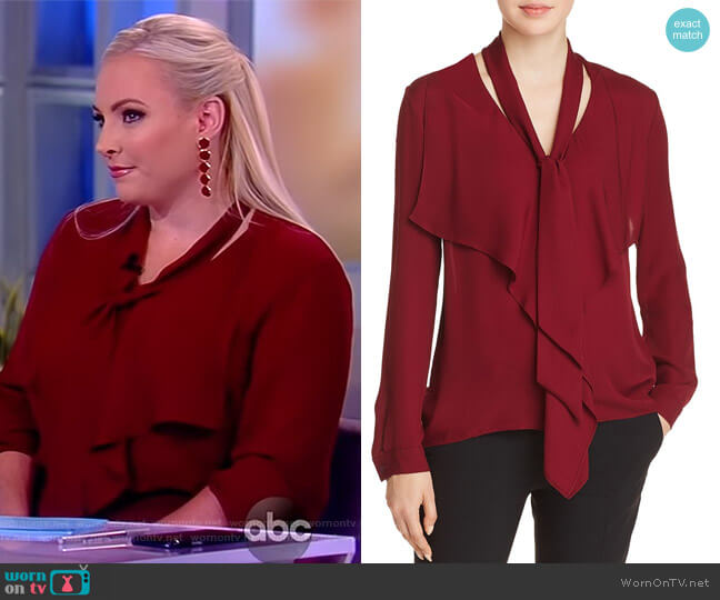 Elie Tahari Jurnee Silk Tie-Neck Blouse worn by Meghan McCain on The View