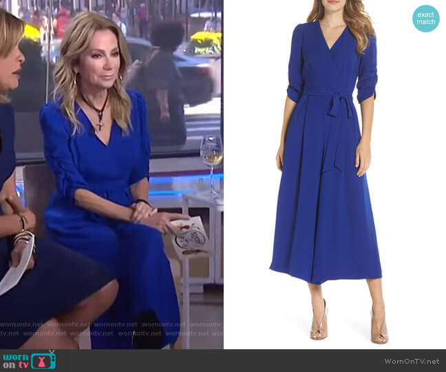 Eliza J Ruched Sleeve Wide Leg Jumpsuit worn by Kathie Lee Gifford on Today