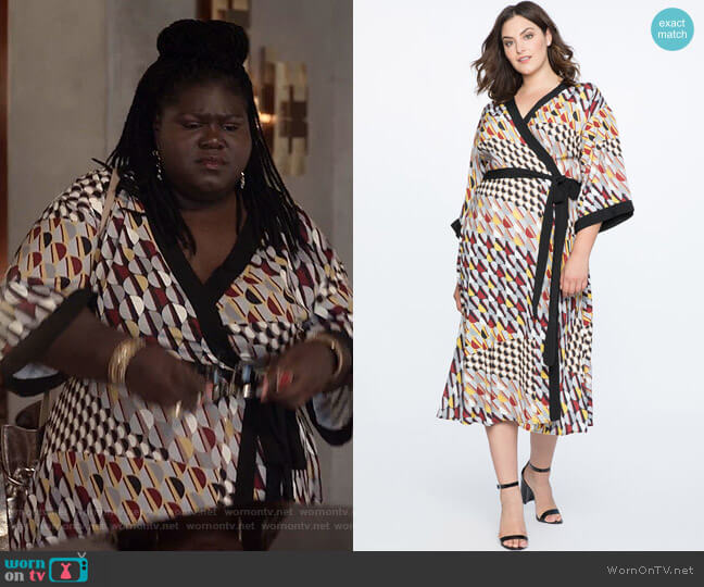 Eloquii Dropped Shoulder Kimono Dress worn by Becky (Gabourey Sidibe) on Empire