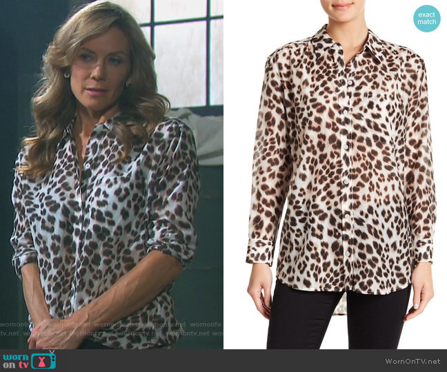Equipment Daddy Cheetah Print Blouse worn by Kristen DiMera (Stacy Haiduk) on Days of our Lives