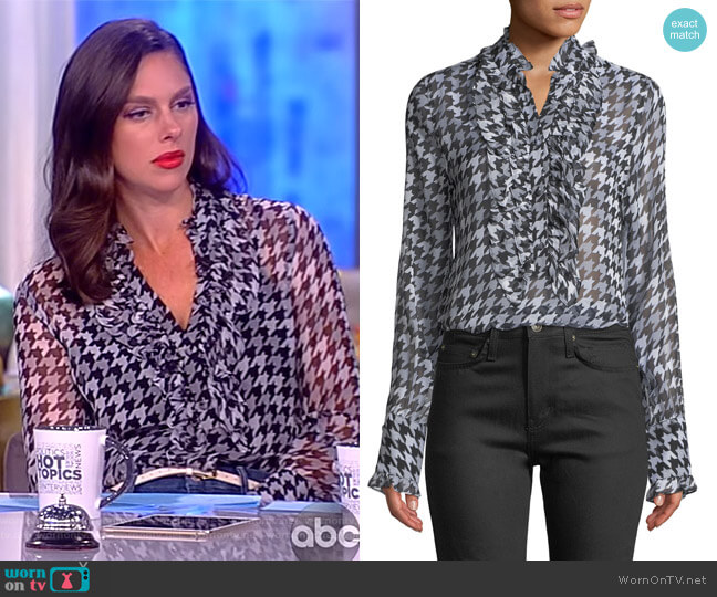 Equipment Samine Ruffled-Bib Houndstooth Blouse worn by Abby Huntsman on The View