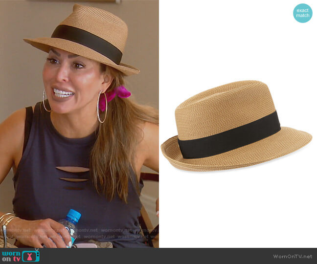 Eric Javits Squishee Classic Woven Fedora Hat worn by Kelly Dodd on The Real Housewives of Orange County