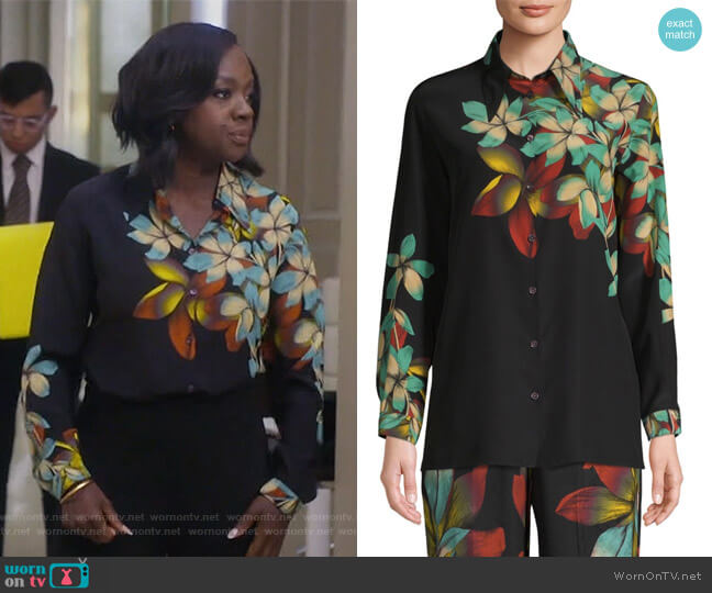 Etro Silk Floral Blouse worn by Annalise Keating (Viola Davis) on How to Get Away with Murder